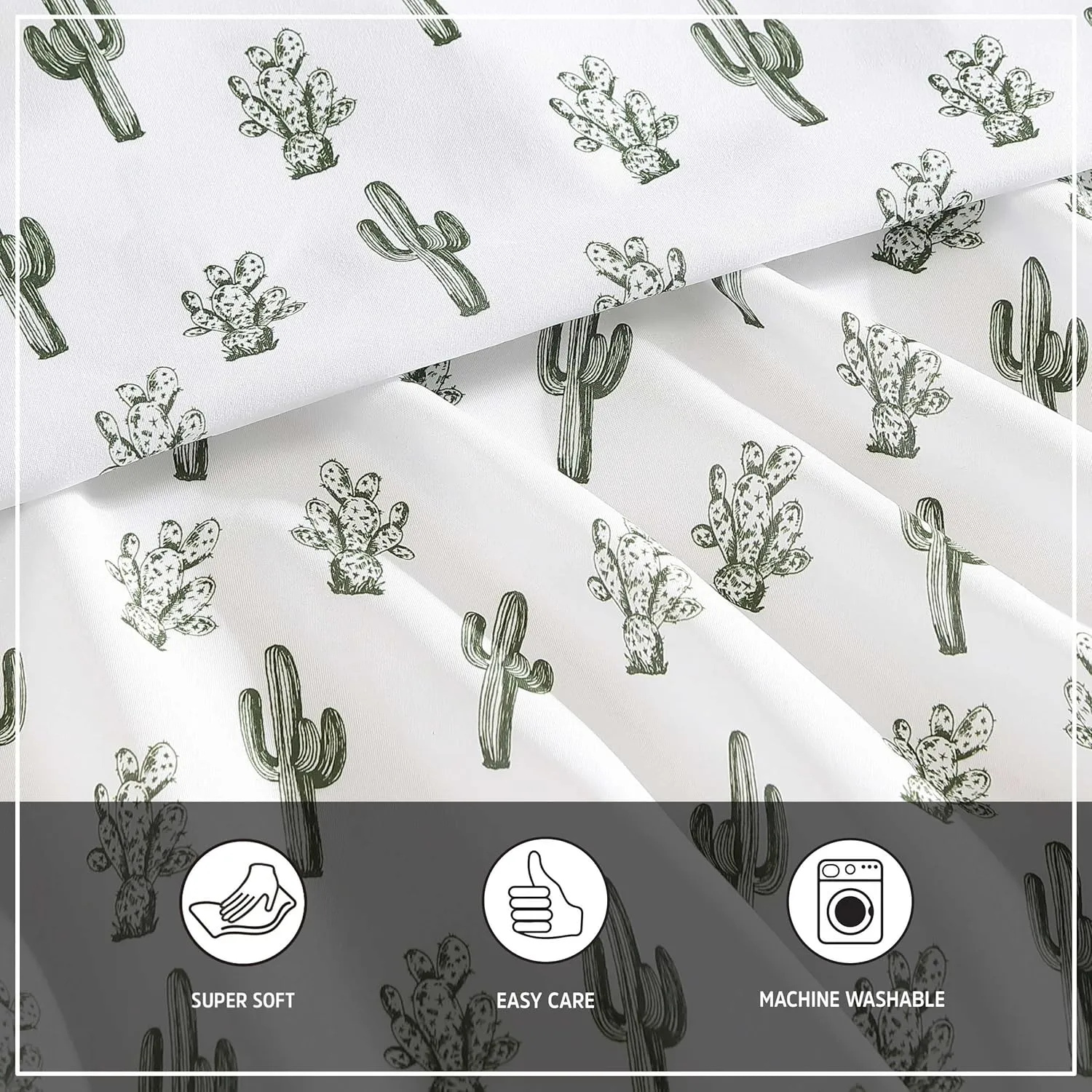 Wrangler - Bed Sheets, Breathable & Wrinkle Resistant Bedding, Includes Matching Sham & Pillowcases, Yellowstone Inspired Bed Sheets, Dorm Essentials (Cacti Green, Queen)