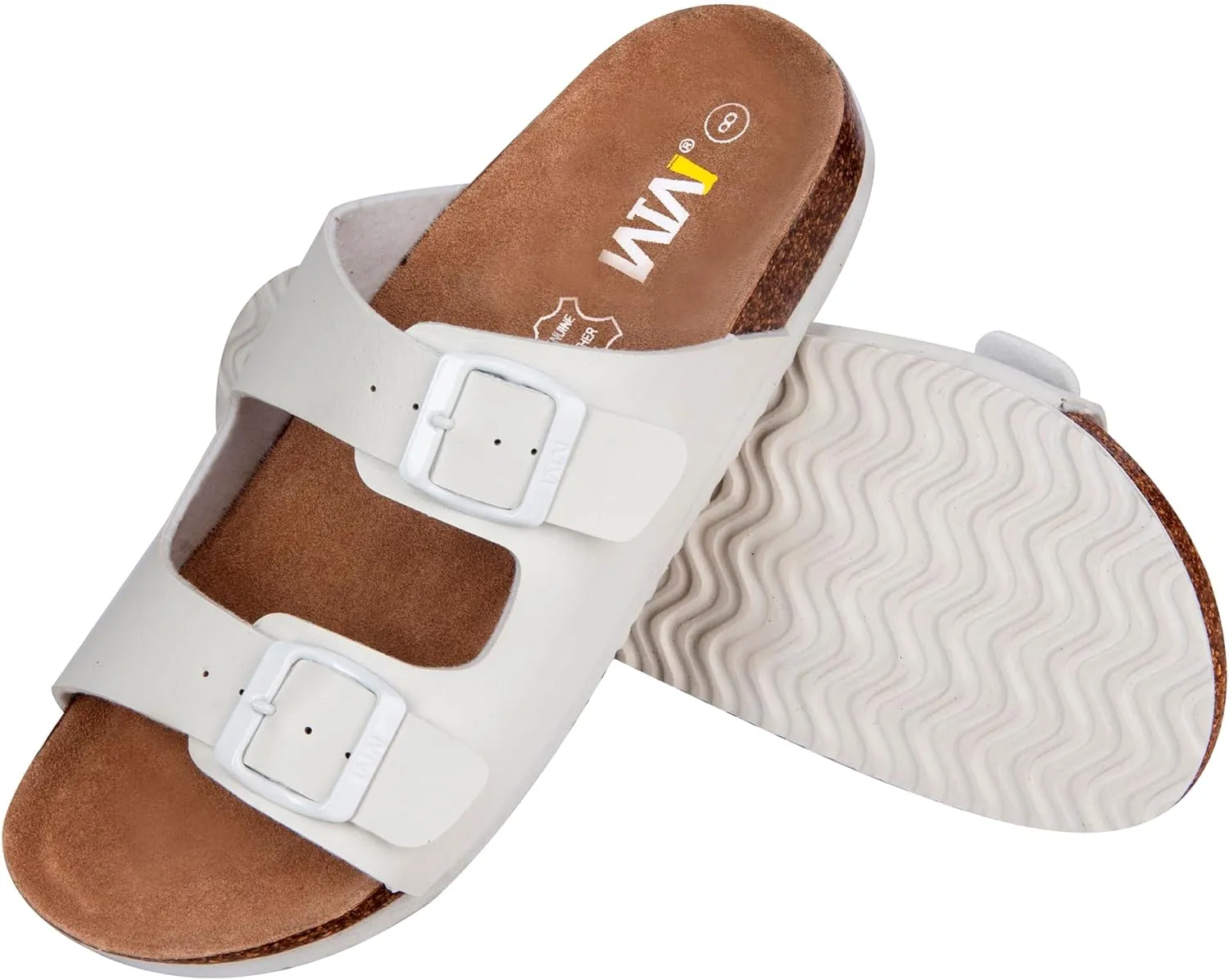 WTW Women's Comfortable Cork Footbed Sandals Memory Foam Summer Slide Sandals for Women Casual Beach Vacation Outdoor Walking