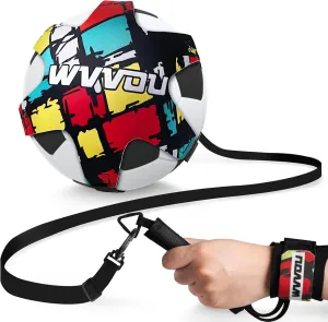 WVVOU Soccer/Volleyball/Rugby Trainer，Football Kick Trainer Aids Hands Free Throw Sole Practice Equipment for Kids Youth Adult with Adjustable Hand Straps and Elastic Ropes, Fits Ball 3, 4,and 5