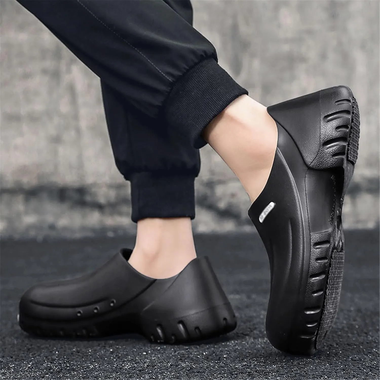 Wygwlg Mens Steel Toe Cap Anti-Collision Puncture Proof Waterproof Oil Resistant Safety Chef Shoes, Lightweight Shock Absorbing Safety Non Slip Work Chef Shoes, for Kitchen, Chef, Garden, Nurse