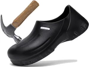 Wygwlg Mens Steel Toe Cap Anti-Collision Puncture Proof Waterproof Oil Resistant Safety Chef Shoes, Lightweight Shock Absorbing Safety Non Slip Work Chef Shoes, for Kitchen, Chef, Garden, Nurse