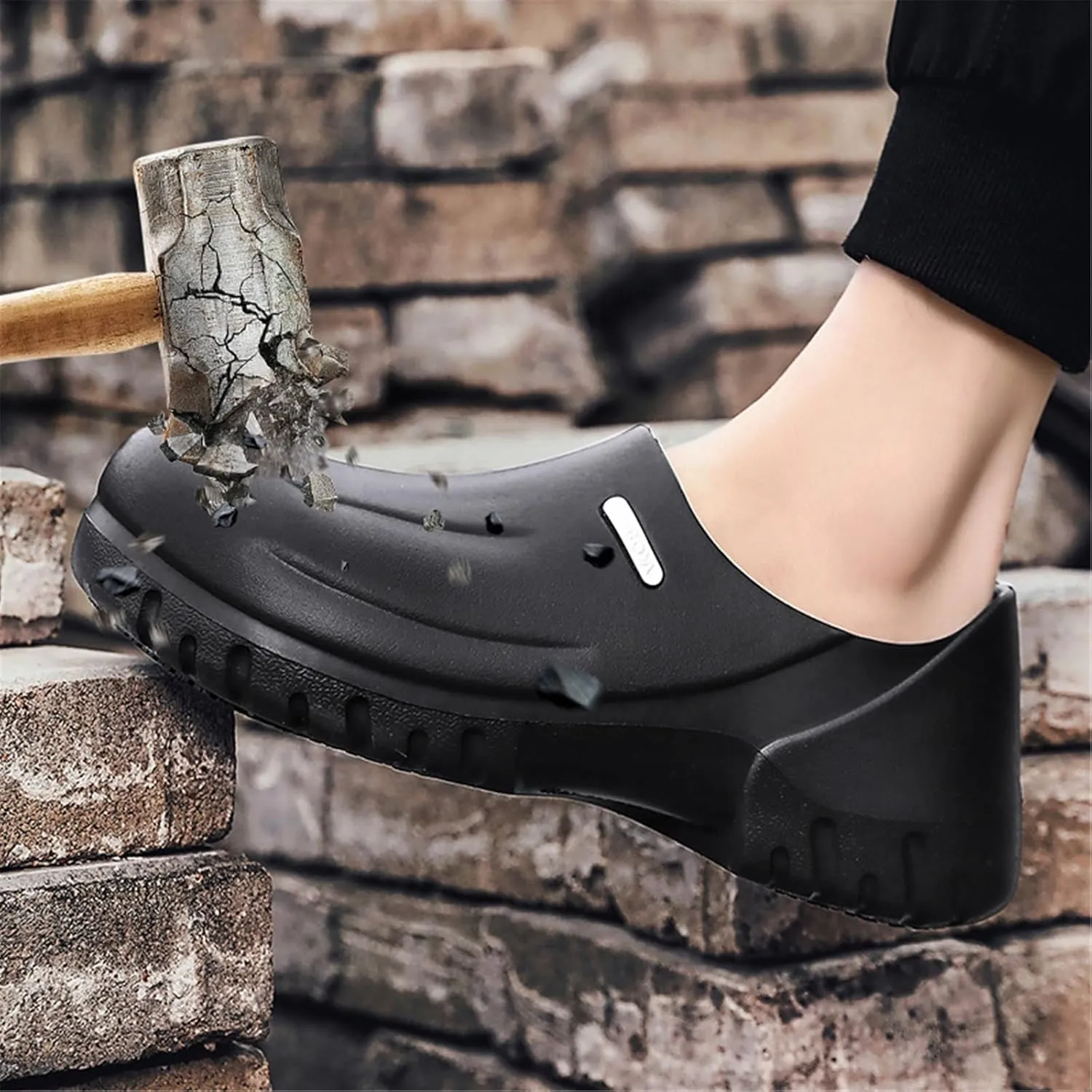 Wygwlg Mens Steel Toe Cap Anti-Collision Puncture Proof Waterproof Oil Resistant Safety Chef Shoes, Lightweight Shock Absorbing Safety Non Slip Work Chef Shoes, for Kitchen, Chef, Garden, Nurse