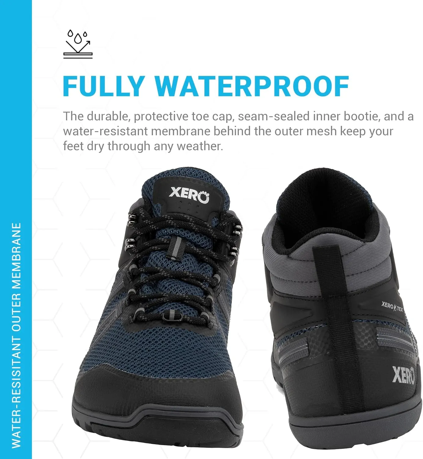 Xero Shoes Barefoot Hiking Shoes for Men | Xcursion Fusion Waterproof Hiking Boots | Zero Drop Shoes for Men, Wide Toe Box, Minimalist