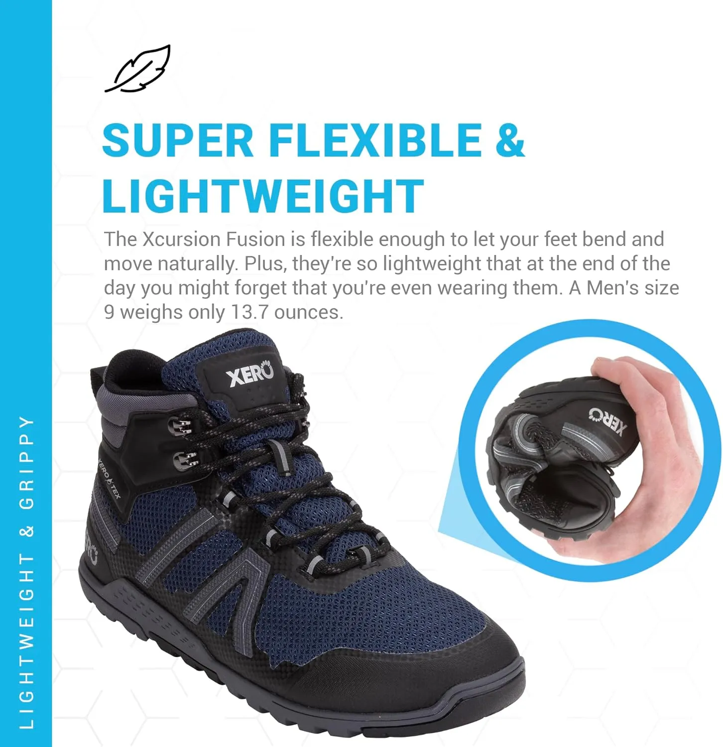 Xero Shoes Barefoot Hiking Shoes for Men | Xcursion Fusion Waterproof Hiking Boots | Zero Drop Shoes for Men, Wide Toe Box, Minimalist