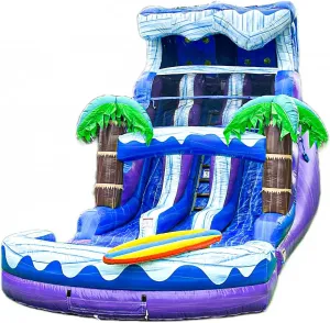 XJUMP 17’ Surf Beach Tall Lightweight Inflatable Water Slide Premium Marble Color with Detachable Pool and Dual Lane Kids Adults Commercial Grade Outdoor Backyard Wet Dry Water Park with Blower