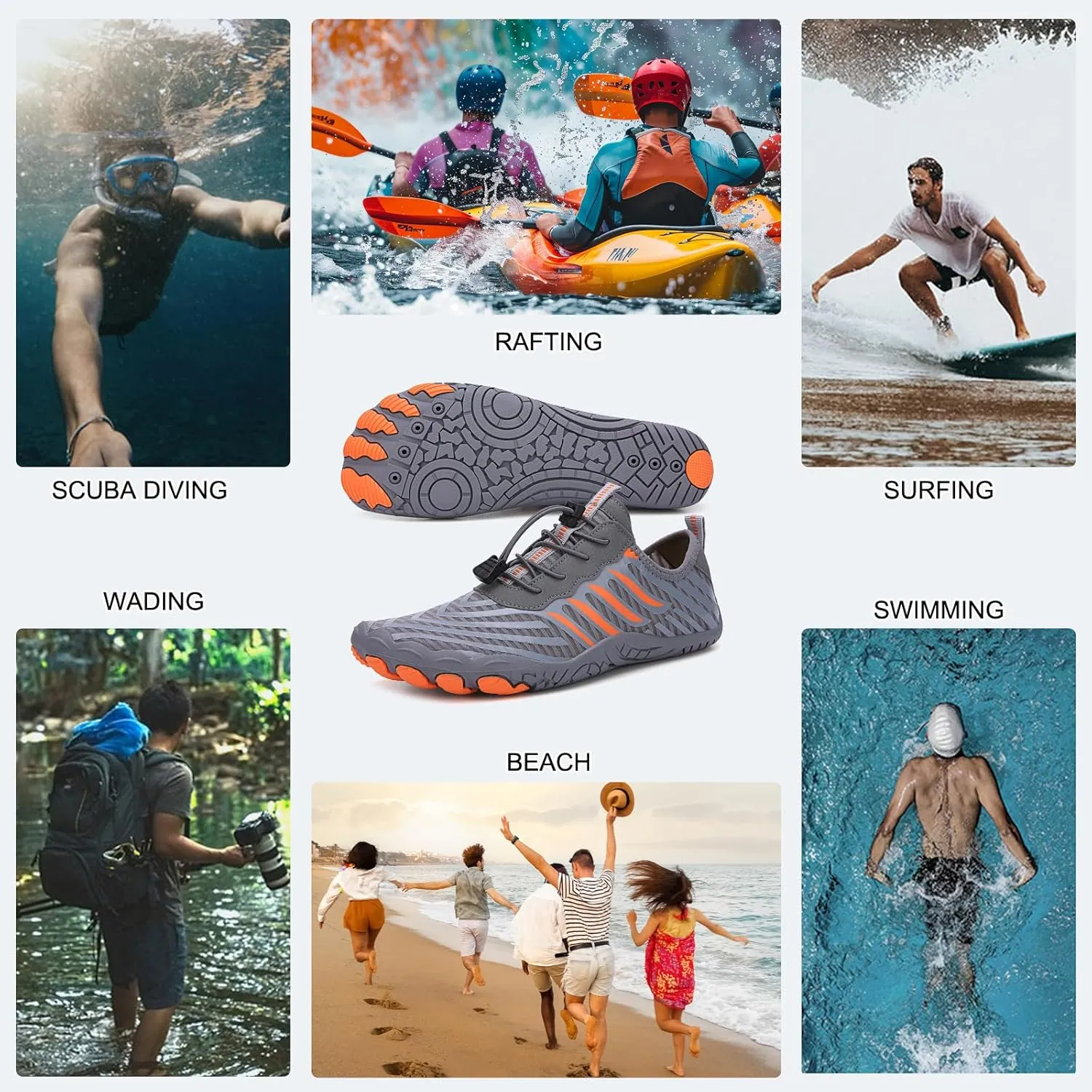 XNIRON Hike Barefoot Shoes for Womens Men,Quick Dry Water Shoes,Beach Pool Aqua Swim Surf Hiking Walking Shoes,Non-Slip Athletic Footwear Wide Toe Water Shoes