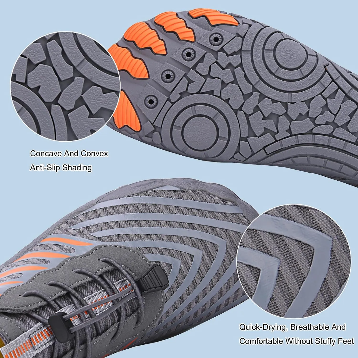 XNIRON Hike Barefoot Shoes for Womens Men,Quick Dry Water Shoes,Beach Pool Aqua Swim Surf Hiking Walking Shoes,Non-Slip Athletic Footwear Wide Toe Water Shoes