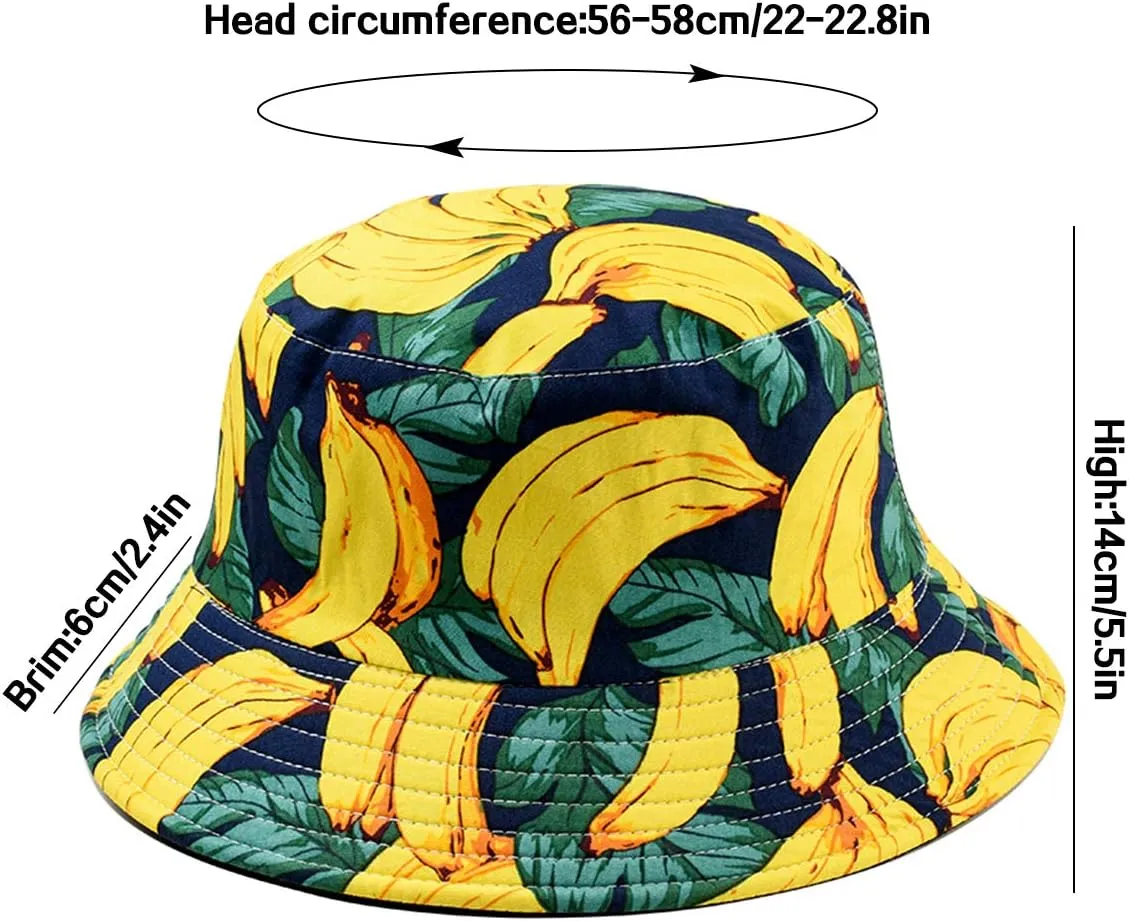 XYIYI Cute Bucket Hat Beach Fisherman Hats for Women, Reversible Double-Side-Wear