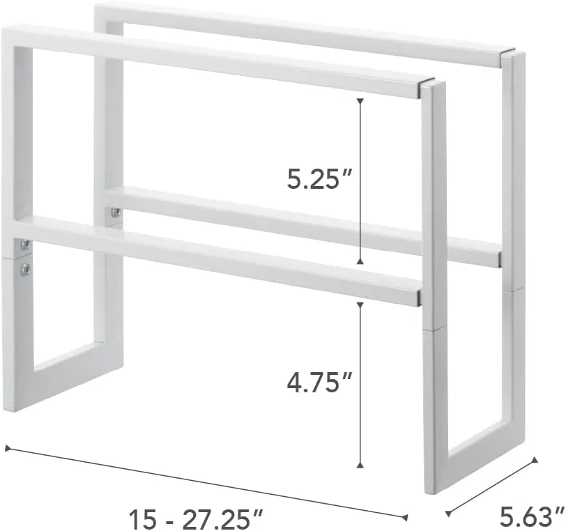 Yamazaki Home Expanding Shoe Rack, Metal, Adjustable Steel One Size White