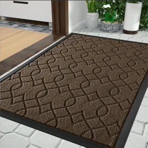 Yimobra Front Door Mat Outside Entrance, All-Weather All-Season Welcome Doormat Outdoor Indoor, Natural Rubber, Stain and Fade Resistant, Low Profile, Easy Clean Patio Porch Mat, 29.5x17, Brown