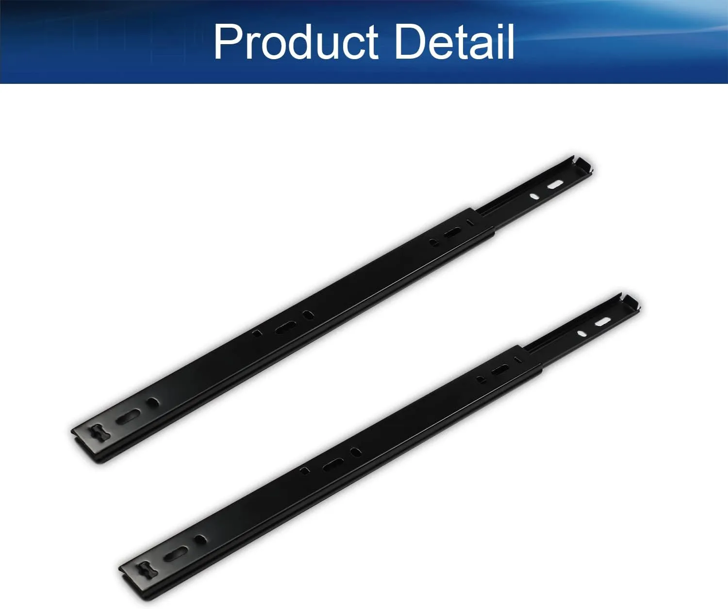Yinpecly Metal Ball Bearing Side Mount Drawer Slides 11" Length Cold Rolled Steel for Furniture Drawers 2 Fold Drawer Ball Bearing Slide Track Rail 55 LB Bearing Capacity Side Mount Black 1Pair