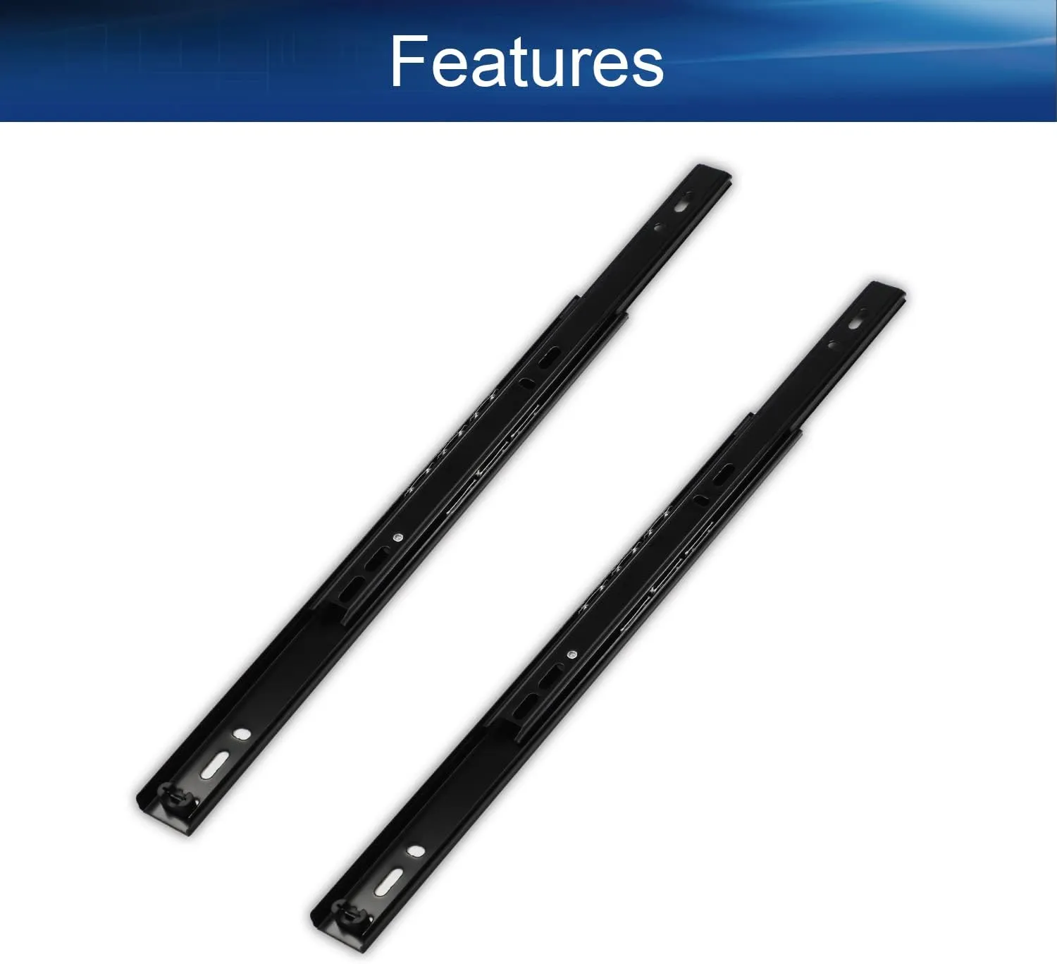 Yinpecly Metal Ball Bearing Side Mount Drawer Slides 11" Length Cold Rolled Steel for Furniture Drawers 2 Fold Drawer Ball Bearing Slide Track Rail 55 LB Bearing Capacity Side Mount Black 1Pair