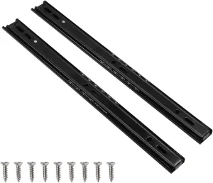Yinpecly Metal Ball Bearing Side Mount Drawer Slides 11" Length Cold Rolled Steel for Furniture Drawers 2 Fold Drawer Ball Bearing Slide Track Rail 55 LB Bearing Capacity Side Mount Black 1Pair