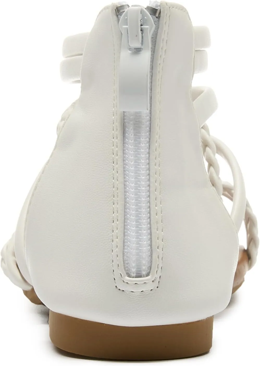 youngshow Braided Strappy Sandals for Women Open Toe Dressy Summer Flat Sandals with Zip Closure