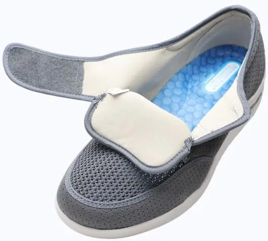 youyun Diabetic Shoes for Men Wide Width Elderly Men's Diabetic Shoes Adjustable Closure Breathable Lightweight Non Slip Air Cushion Sneakers for Swollen Feet Edema