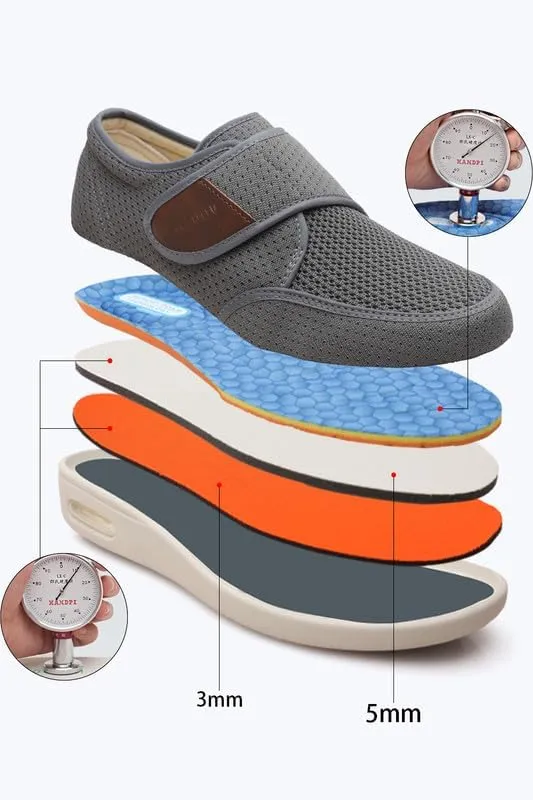 youyun Diabetic Shoes for Men Wide Width Elderly Men's Diabetic Shoes Adjustable Closure Breathable Lightweight Non Slip Air Cushion Sneakers for Swollen Feet Edema