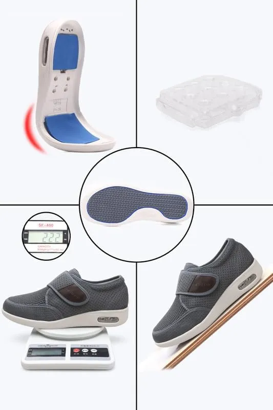 youyun Diabetic Shoes for Men Wide Width Elderly Men's Diabetic Shoes Adjustable Closure Breathable Lightweight Non Slip Air Cushion Sneakers for Swollen Feet Edema