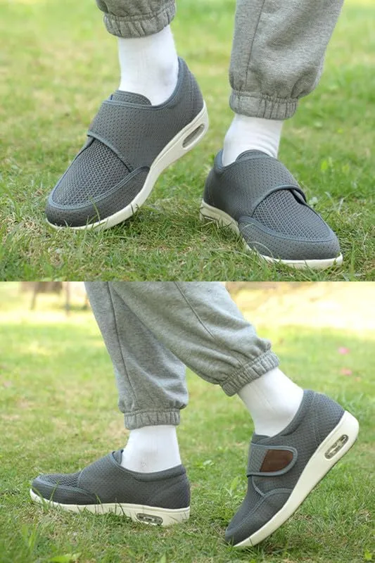 youyun Diabetic Shoes for Men Wide Width Elderly Men's Diabetic Shoes Adjustable Closure Breathable Lightweight Non Slip Air Cushion Sneakers for Swollen Feet Edema
