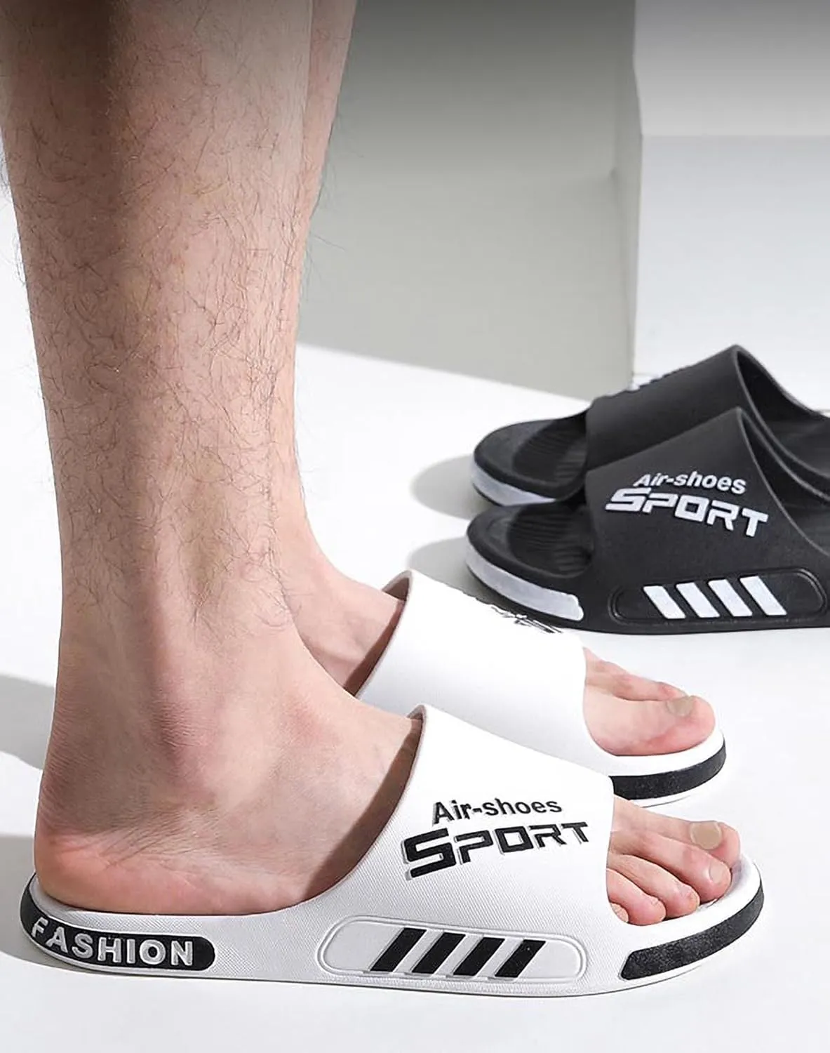 YUNZLAN Plus Size Men's Slides Sandals,Bathroom Shower Slippers,Non-slip Beach Pool Slides Shoes Outdoor Indoor