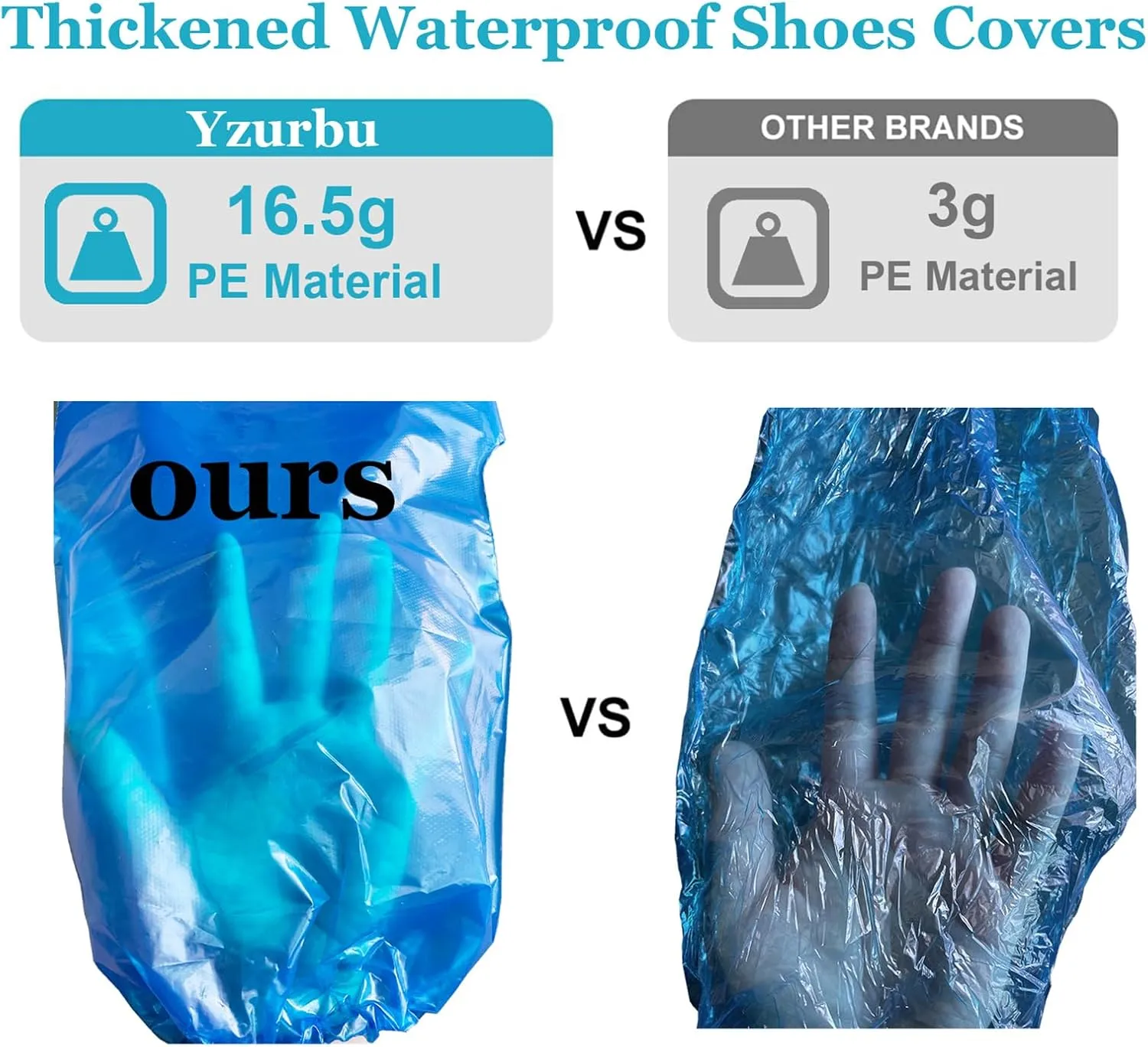 Yuzrbu 50 Pcs (25 Pairs) Disposable Thicken Boot and Shoe Covers 19 inch Tall Extra Large Waterproof Anti-Slip Overshoe