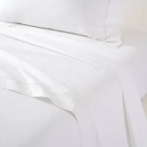 Yves Delorme Athena Blanc (White) Flat Sheet | 500 Thread Count, Cotton | Luxury Bedding from France