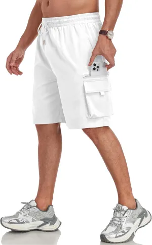 ZAFUL Mens Casual Shorts Flat Pocket Zipper Cargo Shorts Fashion Summer Short Drawstring Outdoor Twill Shorts with 6 Pockets