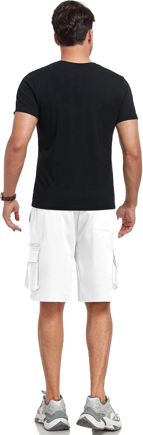 ZAFUL Mens Casual Shorts Flat Pocket Zipper Cargo Shorts Fashion Summer Short Drawstring Outdoor Twill Shorts with 6 Pockets