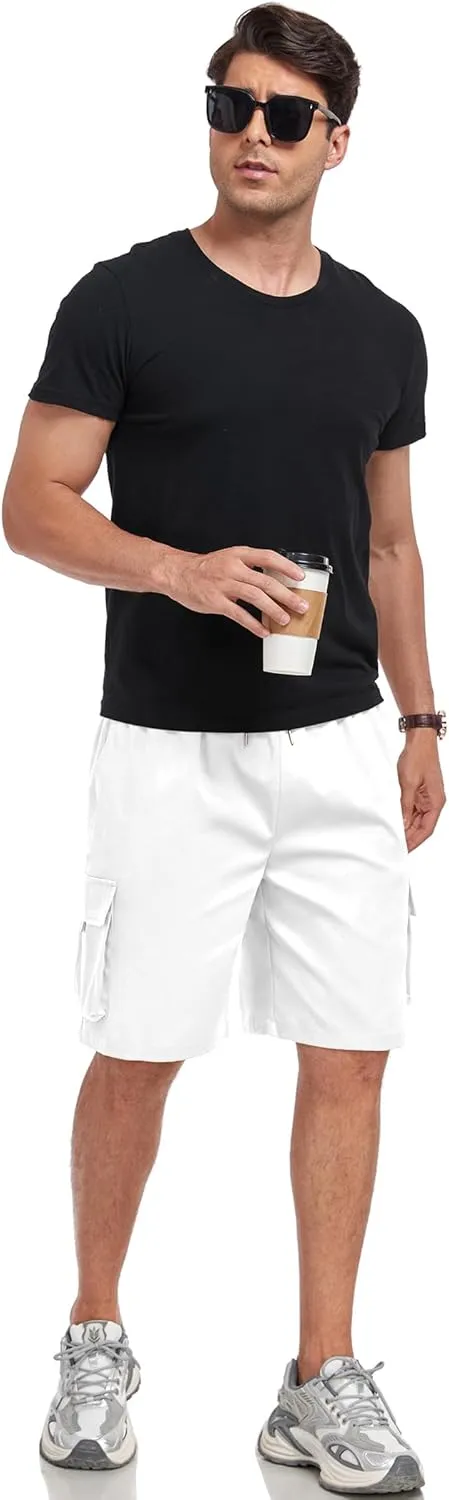 ZAFUL Mens Casual Shorts Flat Pocket Zipper Cargo Shorts Fashion Summer Short Drawstring Outdoor Twill Shorts with 6 Pockets