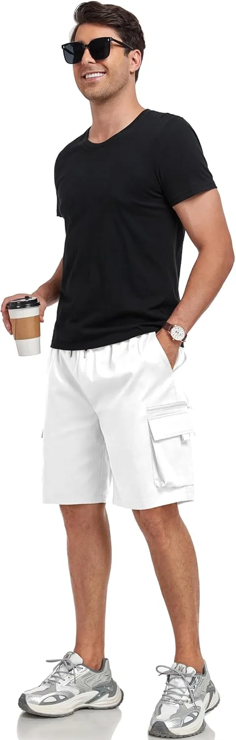 ZAFUL Mens Casual Shorts Flat Pocket Zipper Cargo Shorts Fashion Summer Short Drawstring Outdoor Twill Shorts with 6 Pockets