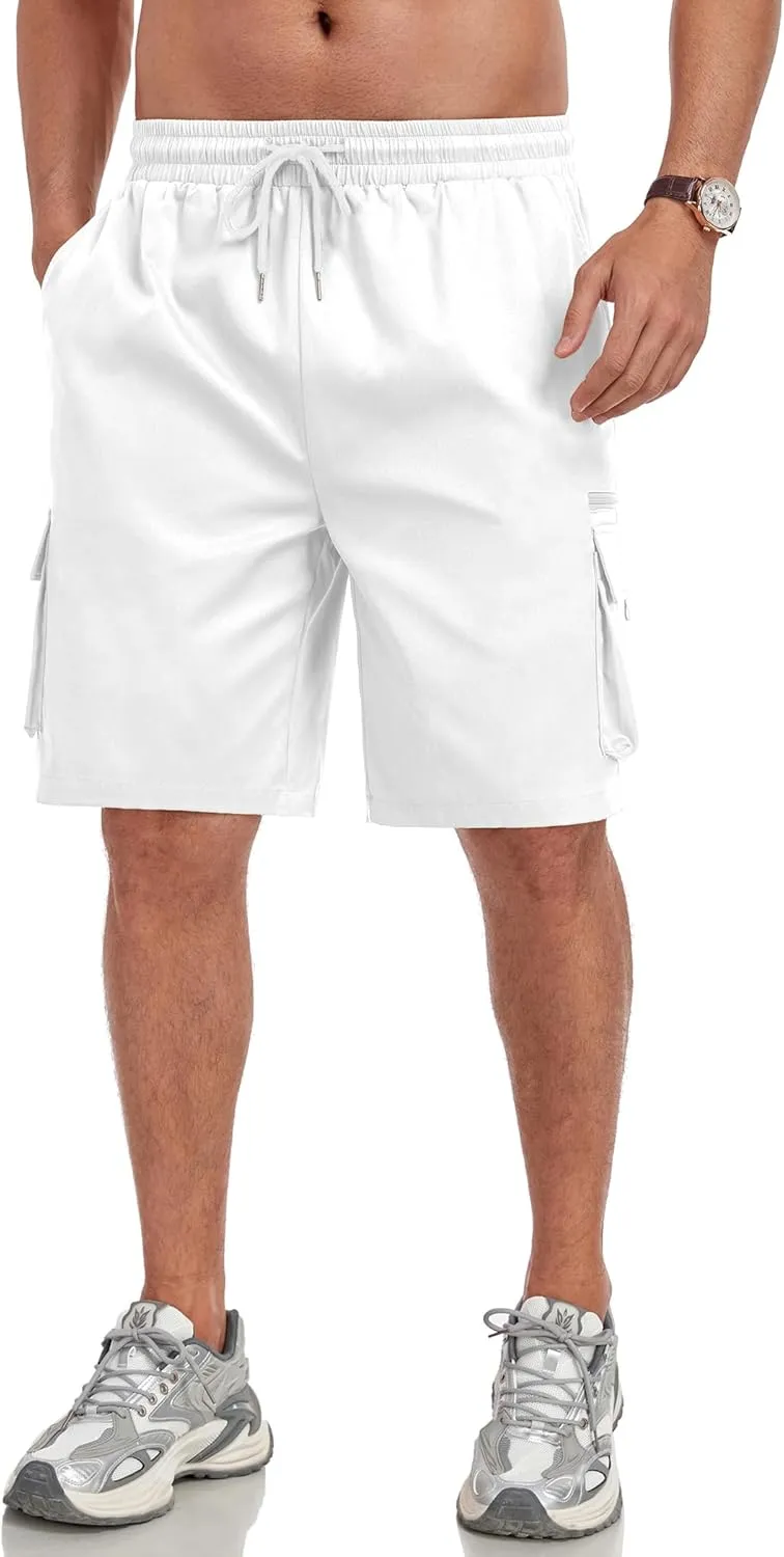 ZAFUL Mens Casual Shorts Flat Pocket Zipper Cargo Shorts Fashion Summer Short Drawstring Outdoor Twill Shorts with 6 Pockets