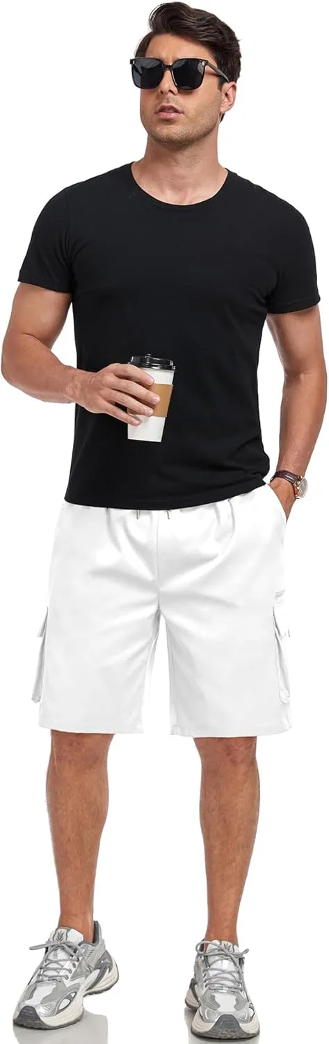 ZAFUL Mens Casual Shorts Flat Pocket Zipper Cargo Shorts Fashion Summer Short Drawstring Outdoor Twill Shorts with 6 Pockets