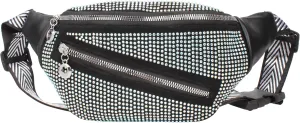 ZLM BAG US Dazzling Rhinestones Fanny Pack Slide Zip Waist Pack Chest Bag Phone Purse Wide Straps Crossbody Shoulder Bag