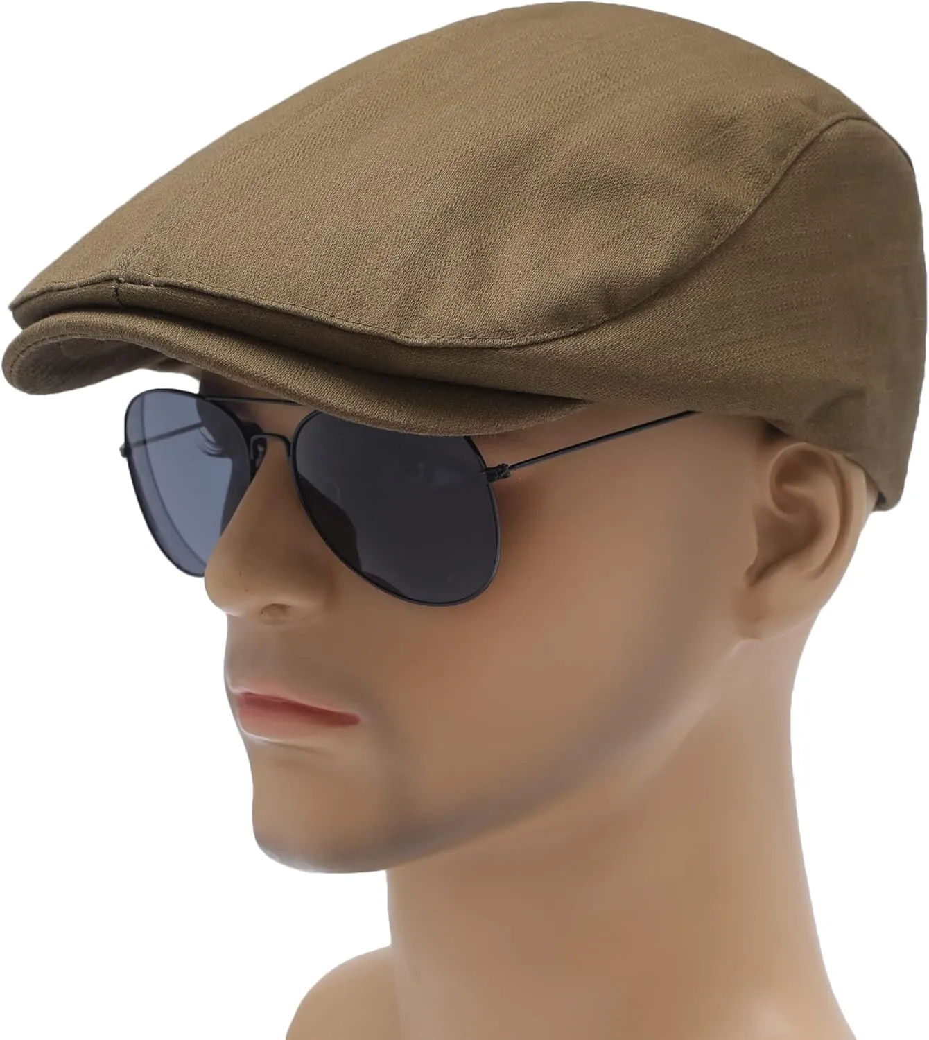 ZLYC Men Cotton Flat Cap Summer Scally Ivy Gatsby Newsboy Beret Driver Cabbie Hunting Hat
