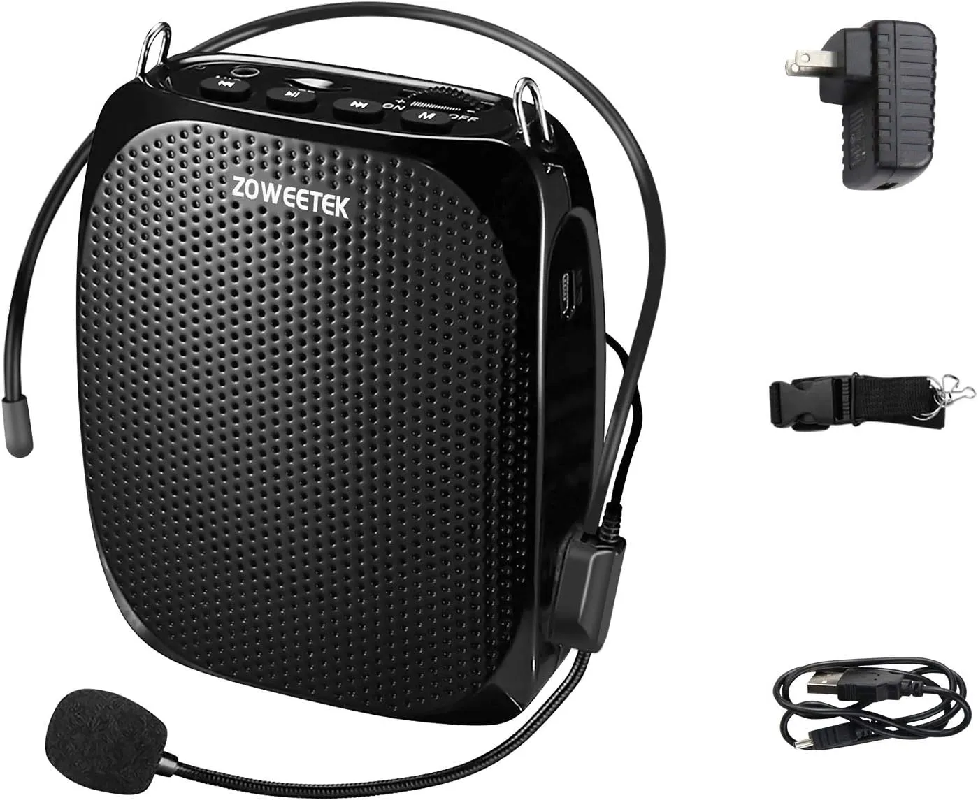 ZOWEETEK ZW-Z258 Portable Rechargeable Mini Voice Amplifier for Teachers with Wired Microphone Headset and Waistband,Supports MP3 Format Audio for Speech, Class, Training,Tour Guide,Power Amplifiers