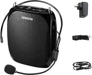 ZOWEETEK ZW-Z258 Portable Rechargeable Mini Voice Amplifier for Teachers with Wired Microphone Headset and Waistband,Supports MP3 Format Audio for Speech, Class, Training,Tour Guide,Power Amplifiers